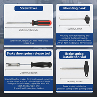 Kit d'outils de réparation de freins à tambour et à disque 15 pièces avec pince à ressort de frein/brosses pour étrier de frein/compresseur/extracteur pour l'entretien des véhicules