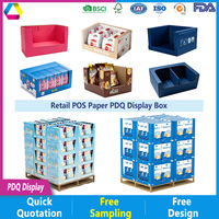 Cajas de Exhibición PDQ de Fácil Montaje Personalizadas y Estantes de Papel Apilables para Promoción y Mercadotecnia en Supermercados y Almacenes