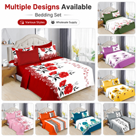 Ensemble de draps de lit sur mesure en gros, 6 pièces, taille King, en coton, drap plat, drap-housse et taies d'oreiller, imprimé floral, prêt à être expédié