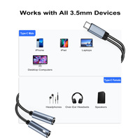 Adaptador de Audio USB C a Doble 3.5mm, Cable Divisor de Micrófono y Auriculares con Chip DAC AB136D para Teléfonos y Tabletas Tipo C
