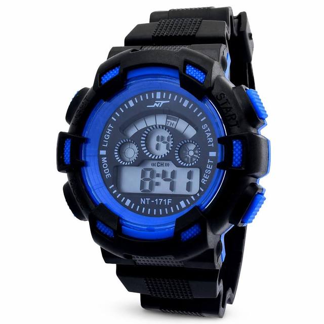 NT-171F Rugged Men's Digital Sports Watch Waterproof Outdoor Watch with LED Backlight, Stopwatch, and Alarm