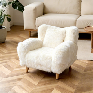 Poltrona Relax di Lusso in Stile Nordico con Struttura in Legno Massello e Morbida Lana di Pecora, con Poggiapiedi, Comoda per il <span class=keywords><strong>Soggiorno</strong></span> - Product Image 3