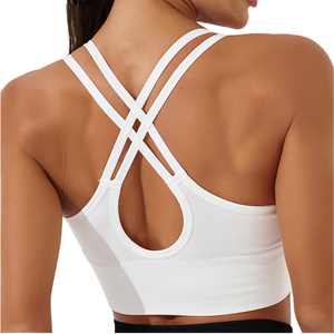 SFANA SPORTS Haut de yoga sans manches à bretelles croisées au dos, en Spandex/Nylon, haute élasticité, respirant, anti-choc, séchage rapide, ouvert - Product Image 1