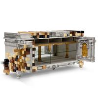 Meuble de salon d'hôtel personnalisable, édition limitée exclusive, avec intérieur en verre fumé et laiton plaqué or
