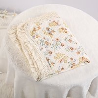 Couverture en mousseline de coton biologique écologique, imprimée de motifs botaniques, bordure frangée, douce, respirante, pour emmailloter les nouveau-nés