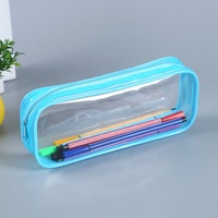Sac à collation en PVC transparent personnalisé, recyclable, à fermeture éclair, grande capacité, trousse à crayons, logo personnalisé, style simple, pour les enfants