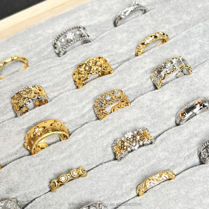 Lady's New Retro Design Gold Plated Stainless Steel <strong>Finger</strong> Rings Waterproof Adjustable Tarnish Free Open End Rings Wholesale - Product Image 2