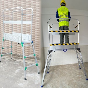 Plateforme de travail réglable en aluminium avec garde-corps, 150 kg, pliable, antidérapante, EN131, pour la construction, la rénovation, la <span class=keywords><strong>peinture</strong></span> - Product Image 3