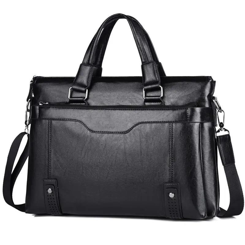 Business Laptop Waterproof Computer Handbag Men Bag Leather Briefcase
