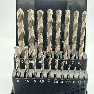 HSS M2钻头麻花钻头套装19件，用于不锈钢和金属钻孔，价格低廉