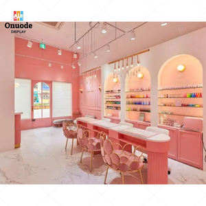 การออกแบบร้านทำเล็บสุดหรูทันสมัยพร้อมผนังโค้งสำหรับจัดแสดงสินค้า เฟอร์นิเจอร์สั่งทำพิเศษสำหรับสตูดิโอความงามที่ถ่ายลงอินสตาแกรมได้ - Product Image 2