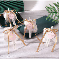 Boîte de rangement en papier, grande taille 7x7x8cm, impression de marbre, boîtes à cadeaux de mariage élégantes avec décoration de ruban