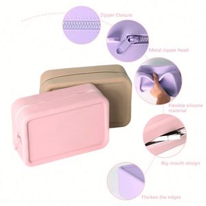 Bolsa de Maquillaje de Silicona, Estética, Ligera, Ecológica, Resistente al Agua, con Cierre de Cremallera, para Cosméticos y Viajes - Product Image 5