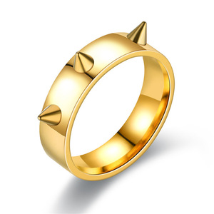 Spiked Punk <b>Ring</b> | 18K PVD Gold Plated Stainless Steel Cone Stud Band Unisex <b>Statement</b> Jewelry Wholesale - Product Image 5