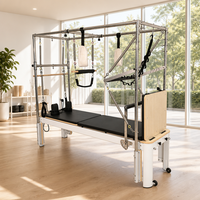 Table de Pilates Cadillac Reformer 3-en-1 en alliage d'aluminium avec barre de poussée et système de poulies à cordes pour studio et salle de sport à domicile