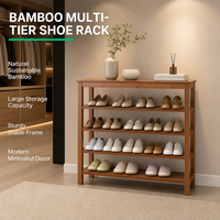 Étagère à chaussures en bambou multi-niveaux de qualité supérieure pour entrée et placard, organisateur de chaussures robuste et peu encombrant pour bottes et chaussures habillées