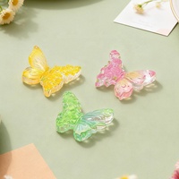 Figurines Papillons en Résine Ombrée Kawaii Effet Gelée, Double Design Texturé Pétale pour Kits DIY, Breloques Pastel Dégradé en Gros