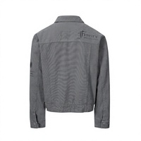Veste en jean gris délavé vintage personnalisée pour homme avec fermoirs métalliques uniques et logo brodé - Manteau de travail streetwear OEM