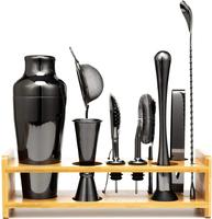 11 buah Set pengocok Cocktail tembaga Boston hitam