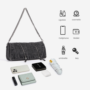 Nuevo Bolso de Mano de Mezclilla Vintage para Mujer, Correa de Cadena Individual, Bordado, Cierre, Impermeable, Estilo <span class=keywords><strong>Preppy</strong></span>, Bolso Mensajero con <span class=keywords><strong>Toque</strong></span> Bohemio - Product Image 3
