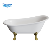Baignoire autoportante en acrylique de style impératrice rétro européen de 1,7 m x 1,6 m avec pieds en ABS dorés