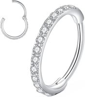 Cincin Hidung dan Anting-anting Zirkon Baja Tahan Karat 316L, Anting-anting Hidung Trendy Unisex, Perhiasan Tindik Tulang Rawan Telinga