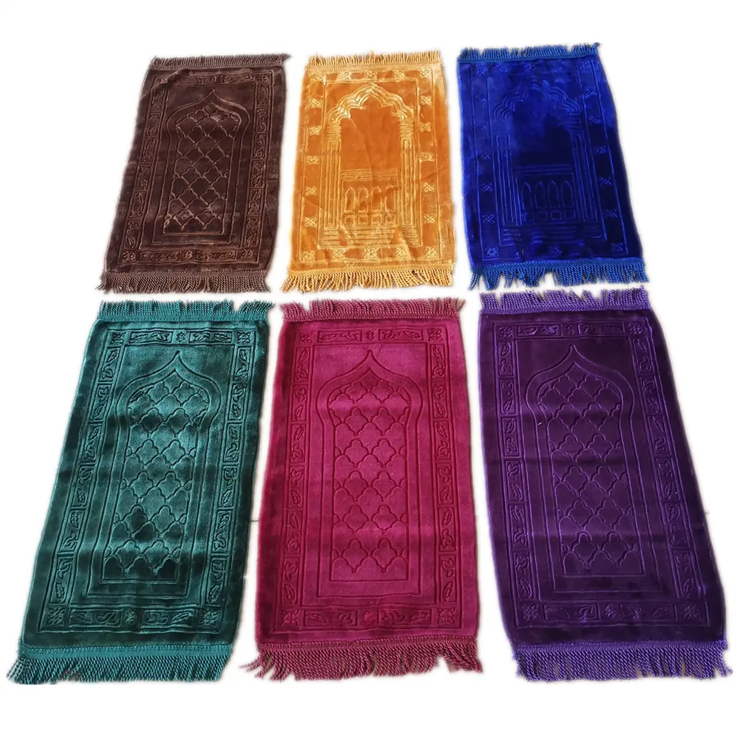 DongHai Islamic Soft Velvet Prayer Rug Small Child Toddler Namaz Sajjadah Janamaz Solid Simple kids prayer mat 35x65CN