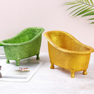 Caja de Almacenamiento Creativa con Forma de Mini Bañera para Cosméticos, Plástico Electrochapado, Hecho a Medida, Capacidad de 0.5L, Color Sólido - Product Image 4