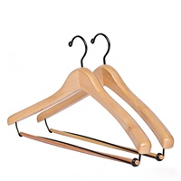 Cintres en bois à un seul niveau, design bois et métal, finition brillante, antidérapants, pour salle de bain, supermarché, hôtel, armoire