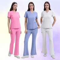 Tenue d'infirmière personnalisée avec logo SPA Beauty Salon, col en V, uniforme doux pour femmes, pantalon large et élégant, tenue médicale deux pièces