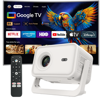Projecteur Google TV officiel Factory P21GTV 1080P 400 ANSI Lumens avec mise au point automatique, correction automatique de la distorsion trapézoïdale, HDR, projecteur de cinéma maison intelligent