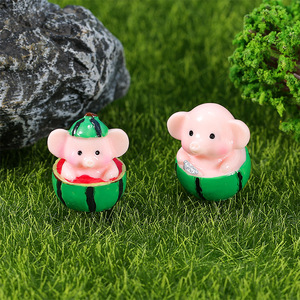 Figurine d'éléphant pastèque miniature en résine, décoration animale pour la maison, ornement artistique rond, trois styles - Product Image 3