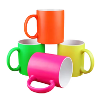 Mug en céramique fluorescente en gros avec revêtement d'image, pour café, eau, bière, thé, voyage, impression personnalisée, mug en porcelaine pour sublimation