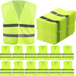Gilet di Sicurezza 12 Pezzi Alta Visibilità <span class=keywords><strong>con</strong></span> Strisce Riflettenti in Rete ANSI Classe 3 EN ISO Classe 3 Impermeabile <span class=keywords><strong>con</strong></span> Logo Uniforme da Lavoro per Edilizia - Product Image 1
