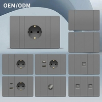 Interruptor de Corriente Estándar Europeo Tipo 118, Enchufe Alemán de 16A con Interruptor de Pared Gris de Dos Orificios
