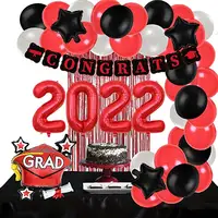 จบการศึกษาพรรคซัพพลายตกแต่งชั้นของ2022สีแดงสีดำสีขาวขอแสดงความยินดีจบการศึกษาบอลลูนพวงมาลัย