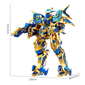 Piecececool หุ่นยนต์เมชาสีทองสีน้ำเงินชุดโมเดลหุ่นแอ็คชั่นทำจากสเตนเลส3D ปริศนาเหล็ก Sci-Fi - Product Image 2