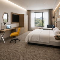Canapé-lit sur mesure Holiday Inn Express King, structure en chêne MDF, revêtement en cuir écologique, design moderne, ensemble de chambre d'hôtel, usage commercial