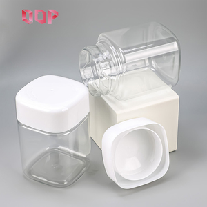 Food Grade Clear <b>Square</b> PET <b>Plastic</b> Jar With White Screw Lid Honey Candy Dry Fruit Storage <b>Container</b> Empty Edible Packaging - Product Image 2