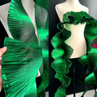 Tela de Organza Transparente con Volantes Ondulados Metálicos Brillantes, para Vestidos de Novia, Diseño de Alta Costura, para Coser, Venta al Por Mayor