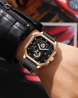 Montre-Bracelet Homme Hip-Hop 38 mm Mouvement à Quartz Nouveau Concept Sportif Créatif avec Boîtier en Alliage et Cadran en Verre