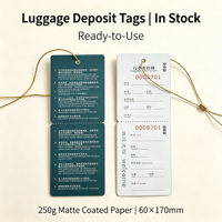 Étiquettes de bagages d'hôtel Shuoyin en stock, en carton blanc 250 g/m², personnalisables, disponibles en petites séries