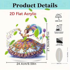Ornement de table en peinture diamant DIY de haute qualité, danseur de carnaval, peinture diamant 2D, acrylique plat, décoration intérieure, ornement de table en peinture diamant - Product Image 2