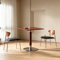 Table basse simple en bois massif rétro, petite table ronde pour balcon, table à manger, table de réception et de négociation avec chaises