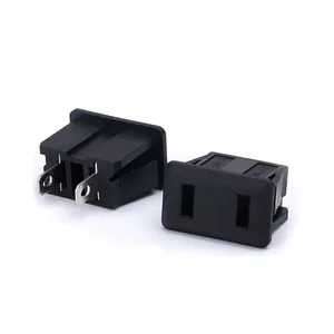 2 Pin Industrial 110V 220V Black Color Ac Power Socket