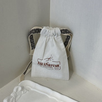 Pochette à cordon en coton recyclable avec logo personnalisé imprimé, petite, pour bijoux, bagues, lunettes, boucles d'oreilles