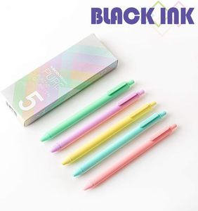 Bolígrafos de Gel Retráctiles KACO Soft Touch, Serie Macaron, Paquete de 5, Tinta Negra, Escritura Suave, para la Escuela, Oficina y Hogar - Product Image 1