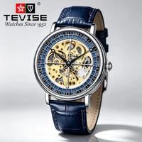TEVISE Luxuriöse Herren-Armbanduhr mit Skelettiertem Zifferblatt, Wasserdicht und Leuchtend