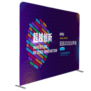 Venta de fábrica, pancarta de <span class=keywords><strong>tensión</strong></span> publicitaria recta, soporte de fondo portátil de tamaño personalizado, marco de aluminio duradero, paredes de exhibición temáticas - Product Image 1