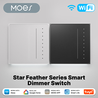 Interrupteur intelligent à variateur de lumière MOES Tuya WiFi série Star Feather, réglage de la luminosité, contrôle à distance par application, prise en charge vocale Alexa GoogleHome